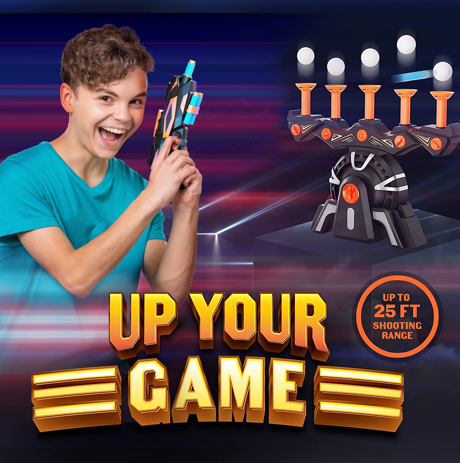 Hover Shot Shooting Toy for Kids - Ball Target Game for Nerf Guns Cool Birthday Gifts Toys for Boys Age 6+ Year Old Boy Best Teenage Gift Idea - Gun