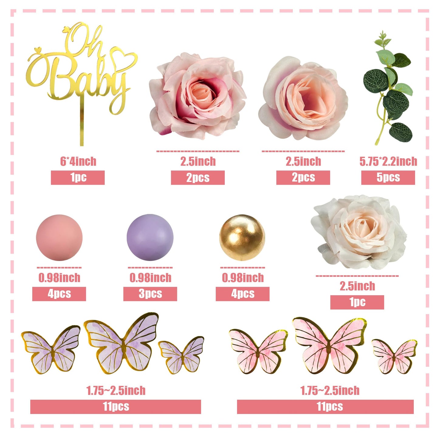 Oh Baby Cake Toppers Butterfly Cake Decorations for Celebrating Birthday