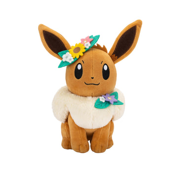 Pokémon PKW3667-20 cm Plush - Eevee with Flower Crown, Official Plush
