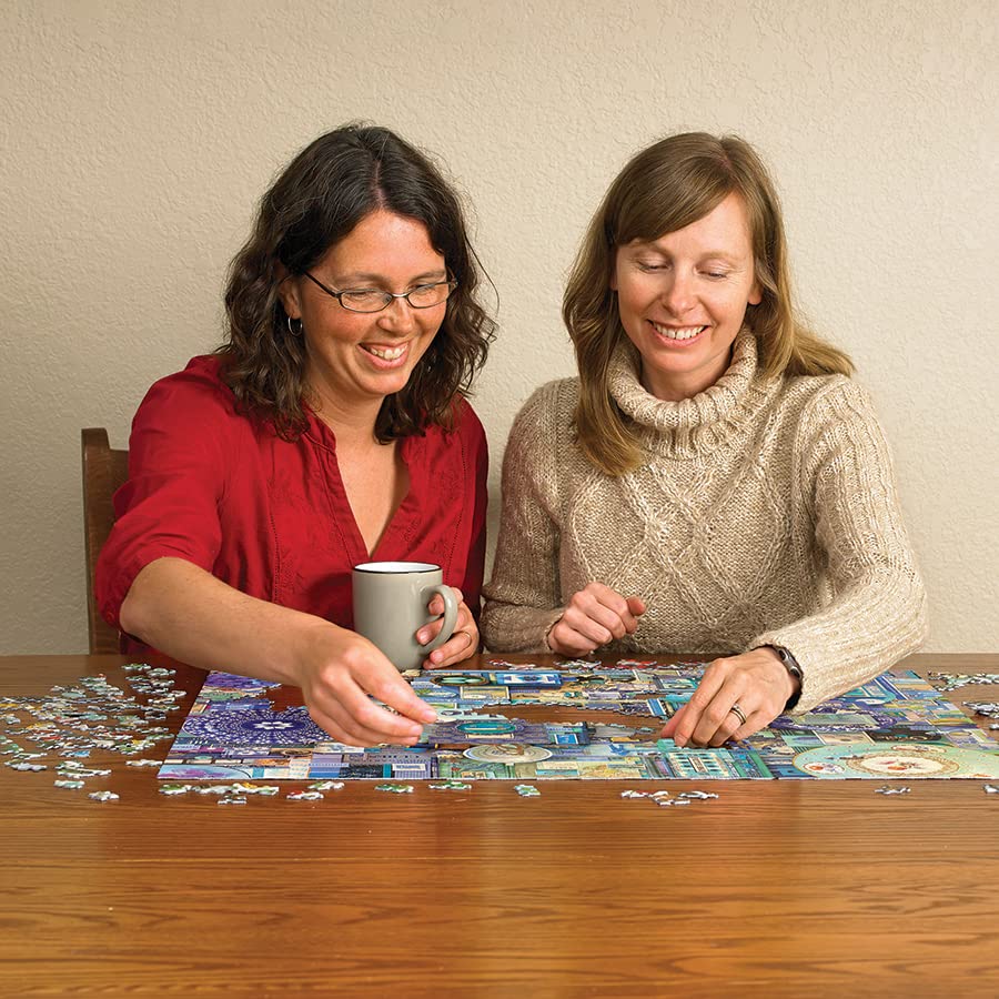 Cobble Hill 1000 Piece Puzzle - Rainbow Collection: Blue - Sample Poster Included