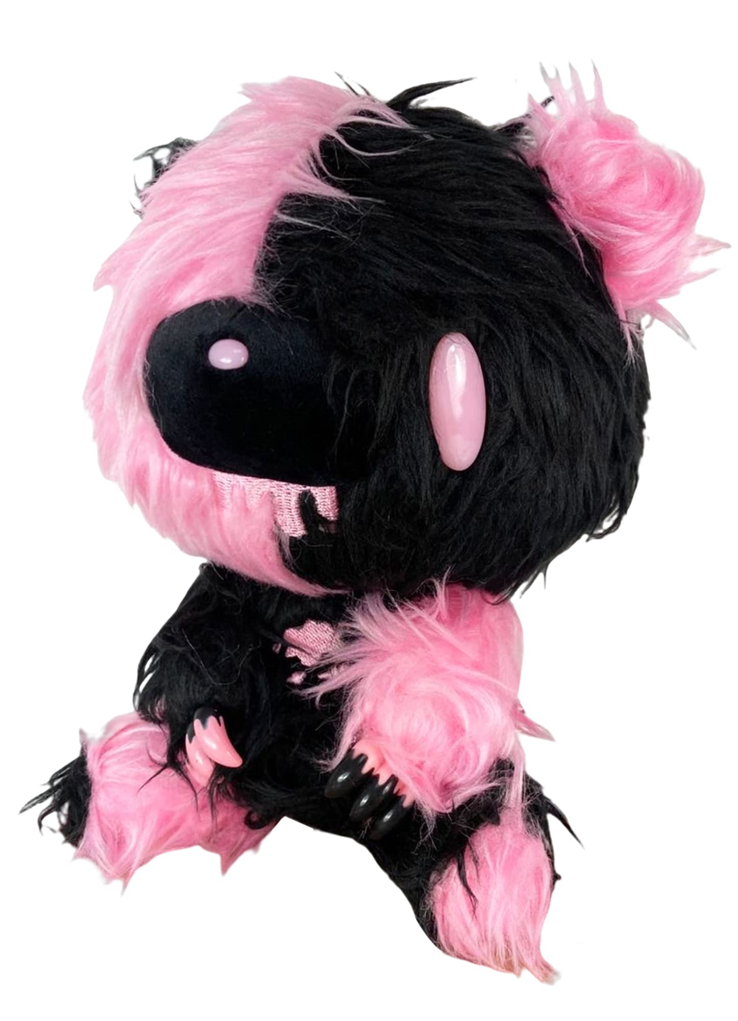 Gloomy Bear - Black Pink Gloomy Bear Sitting Pose Long Hair Fur Plush 7" H