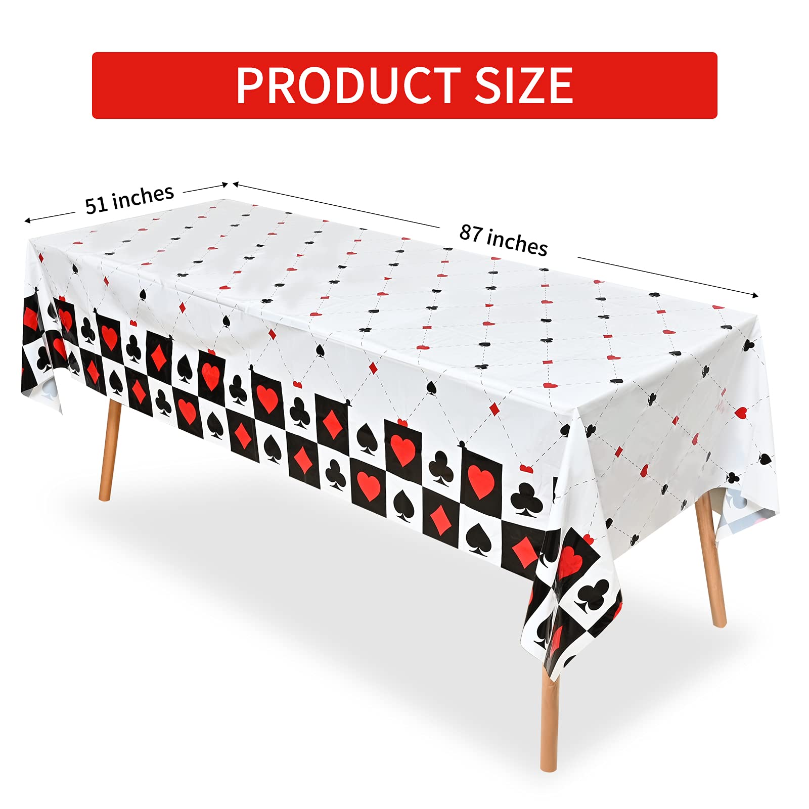 Lecpeting 2 Pcs Casino Tablecloth Casino Plastic Table Covers 87 x 51 Inches Poker Birthday Tablecovers for Birthday Party Supplies