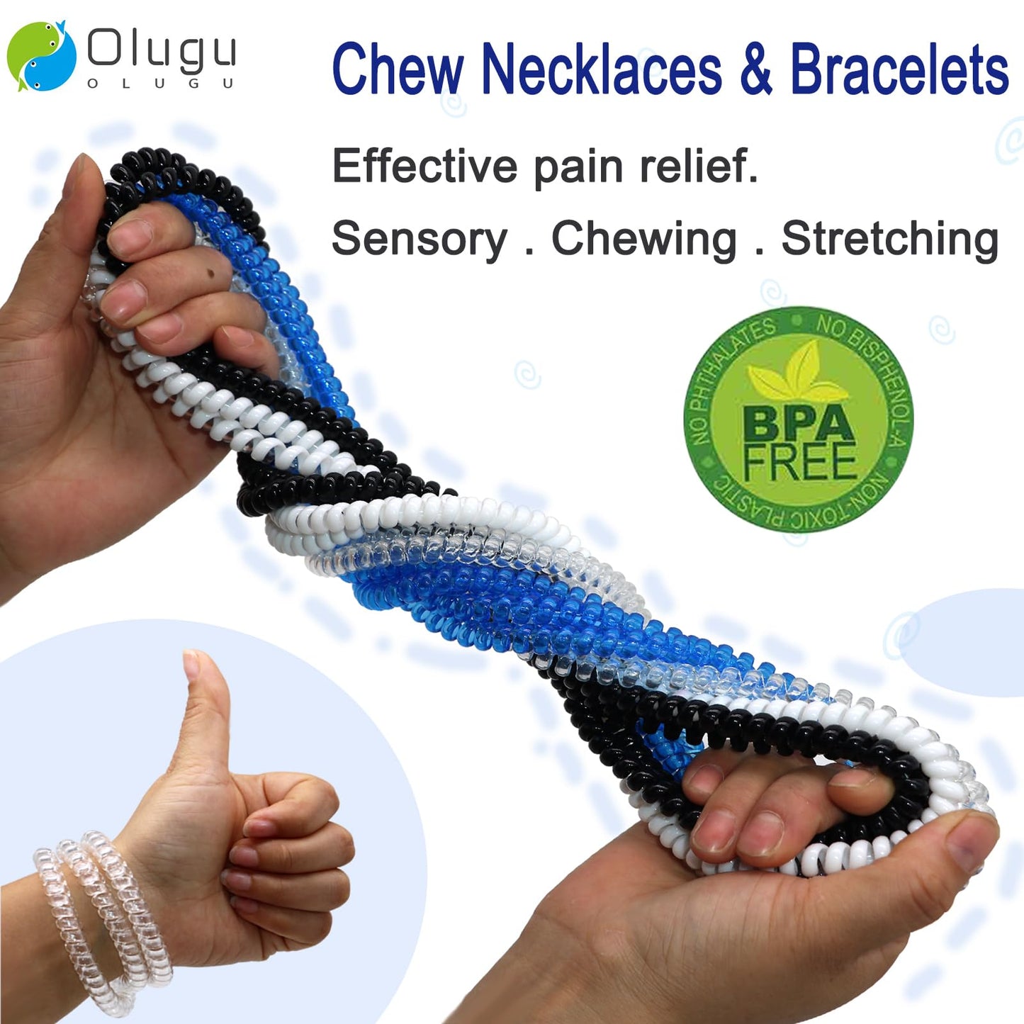 Sensory Chew Toys for Autistic Children, 16 Pack Chewy Necklace Sensory Chew Bracelets with Autism ADHD SPD, Oral Stimulation for Kids Sensory