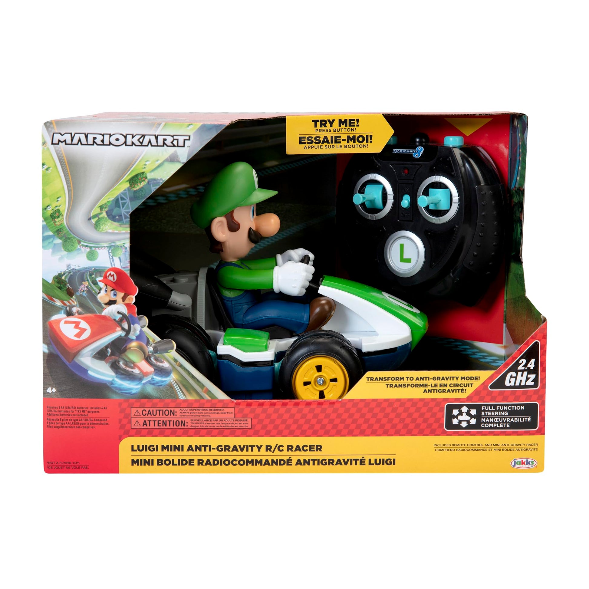 Nintendo Mario Kart 8 Luigi Mini Anti-Gravity Rc Racer 2.4Ghz, with Full Function Steering Create 360 Spins, Whiles & Drift!Up to 100'. Range -