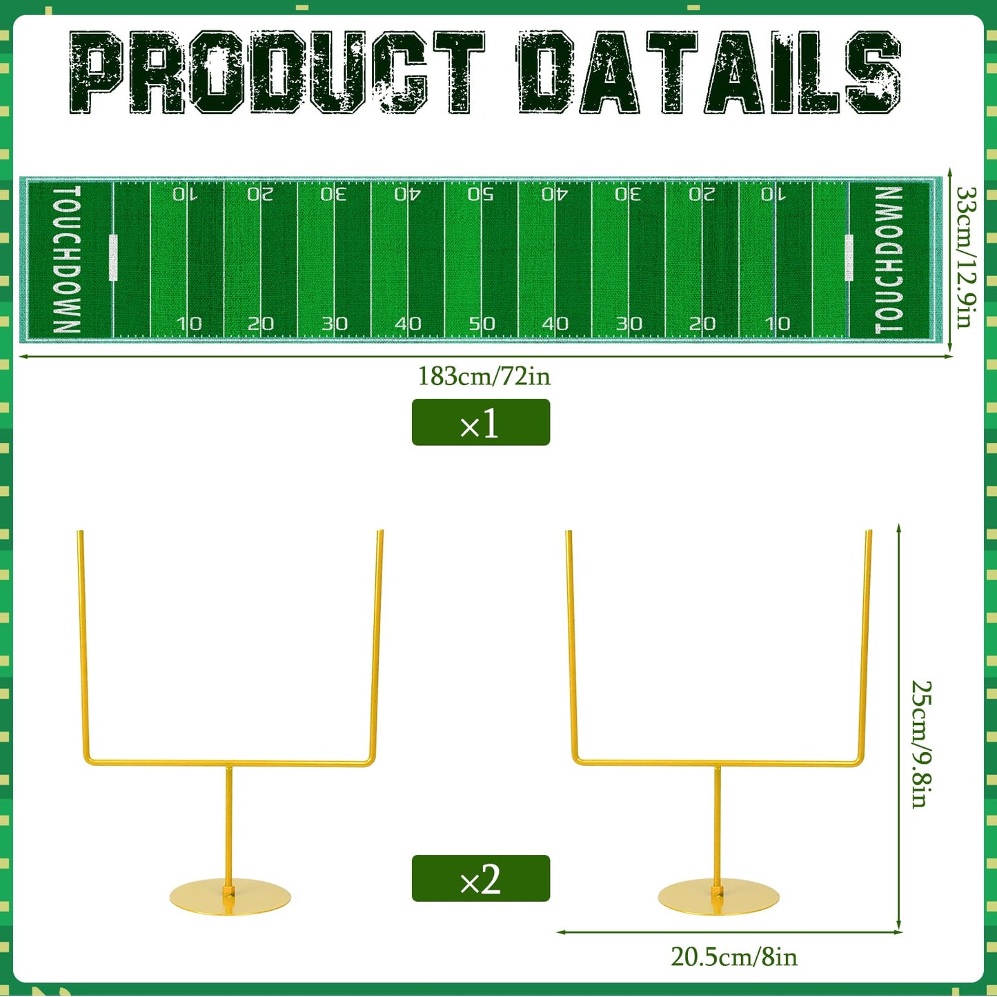 3 PCS Metal Football Goal Post Decoration Football Table Decor Football Field Goal Post Decoration Football Table Decorations for Football Theme