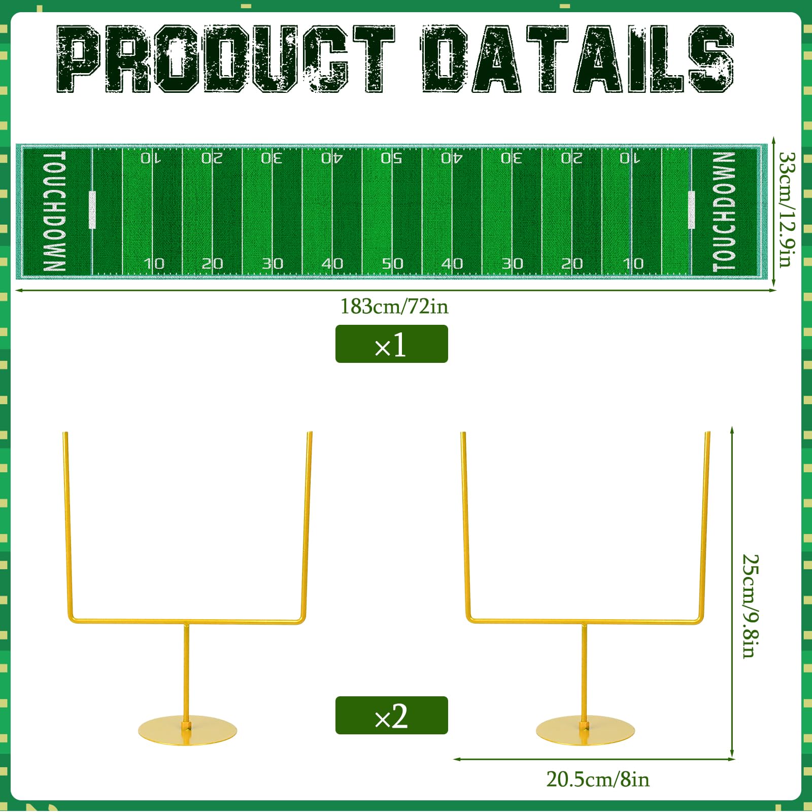 3 PCS Metal Football Goal Post Decoration Football Table Decor Football Field Goal Post Decoration Football Table Decorations for Football Theme