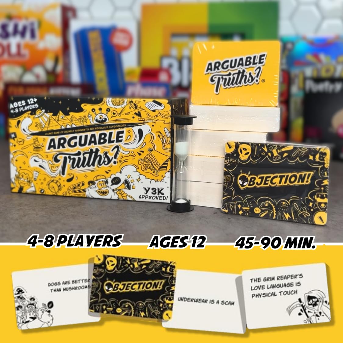 Arguable Truths? | NEW! | A Card Game of Unlikely Arguments and Ridiculous Conspiracies | Fast-Paced Party Game of Debates & Hilarious Topics | Ages