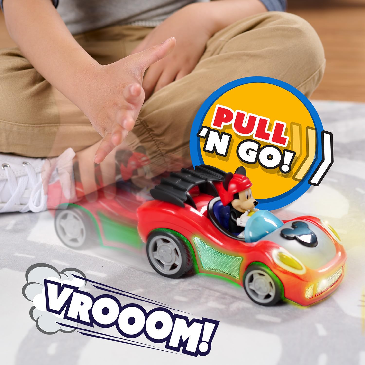 Mickey Mouse Rev 'n Go Vehicles with Lights and Sounds, Mickey's Car, Mickey Mouse Phrases, Kids Toys for Ages 3 Up by Just Play