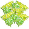 10 Pieces 2 Sizes Lime Slice Balloons Set - 5 Large 27 Inches and 5 Medium 18 Inches Green Citrus Lemon Fruit Shaped Mylar Balloons for Tropical Fruit