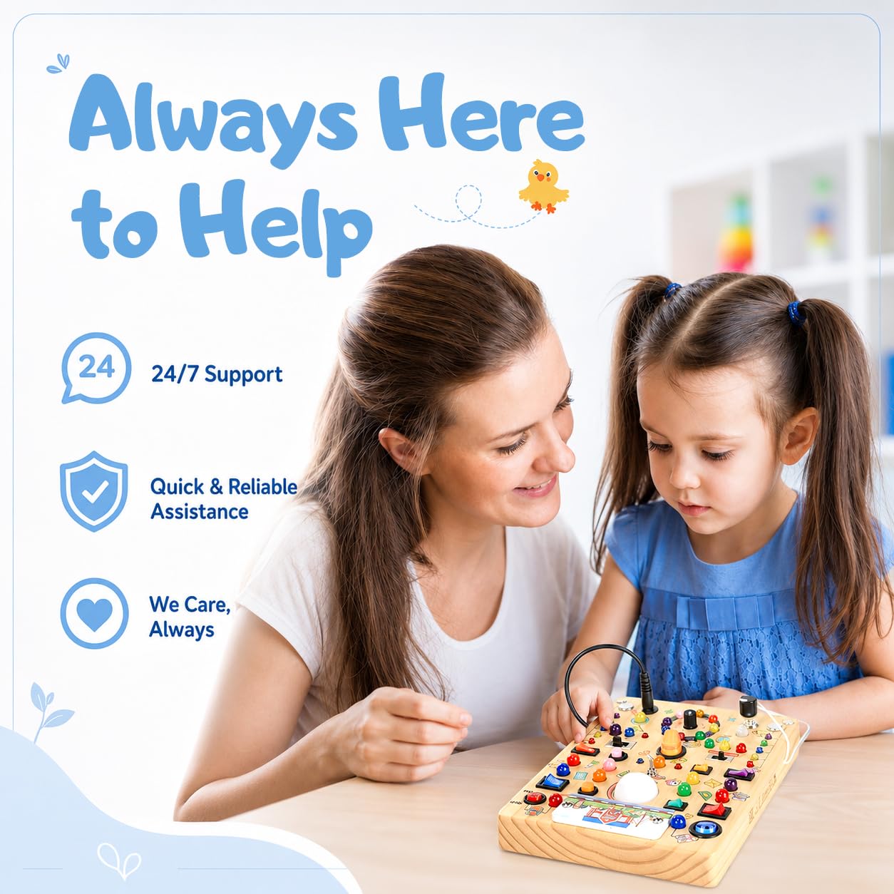 Busy Board with 19 LED Light Switches, Montessori Toys for 1 2 3 Years Old, Wooden Sensory Board, Toddlers Activity Travel Toys for 1 2 3 Year Old Boy