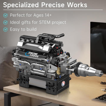 Mould King 10205 V12 Engine Building Blocks Sets, Luxury Car Engine Model kit that Run, Build Your Own STEM Model Mini Engine, 12-Cylinder Engine