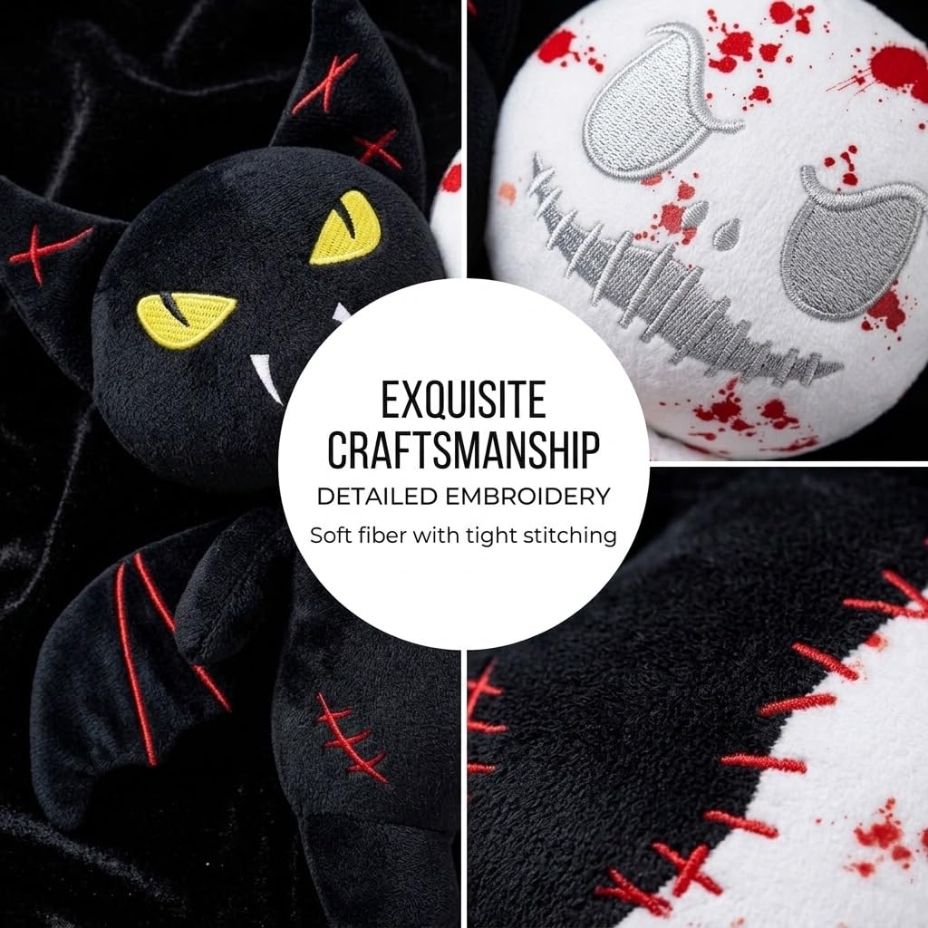 Qobacxso Horror Reversible Glow Plush Creepy Stuffed Animal Toy Scary Vampire & Ghost Buddy Doll for Kids & Game Fans Great Gift for Birthday