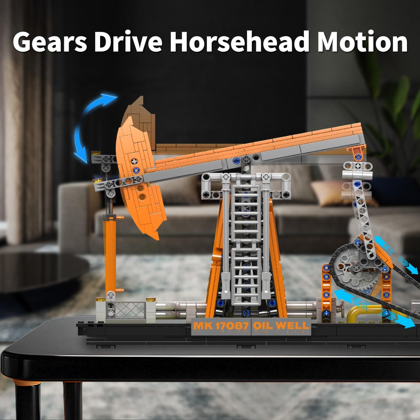 Mould King 17087 Oilfield Movable Building Sets, Engineering Display Model with Battery & Motor, Oil Source Technology Construction Blocks