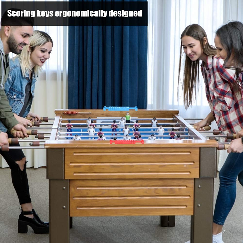 Scoring Table Football Competition Foosball Game Table Soccer Indoor Competitive Mini Tabletop Fun Play 2pcs/Set (Red & Blue)