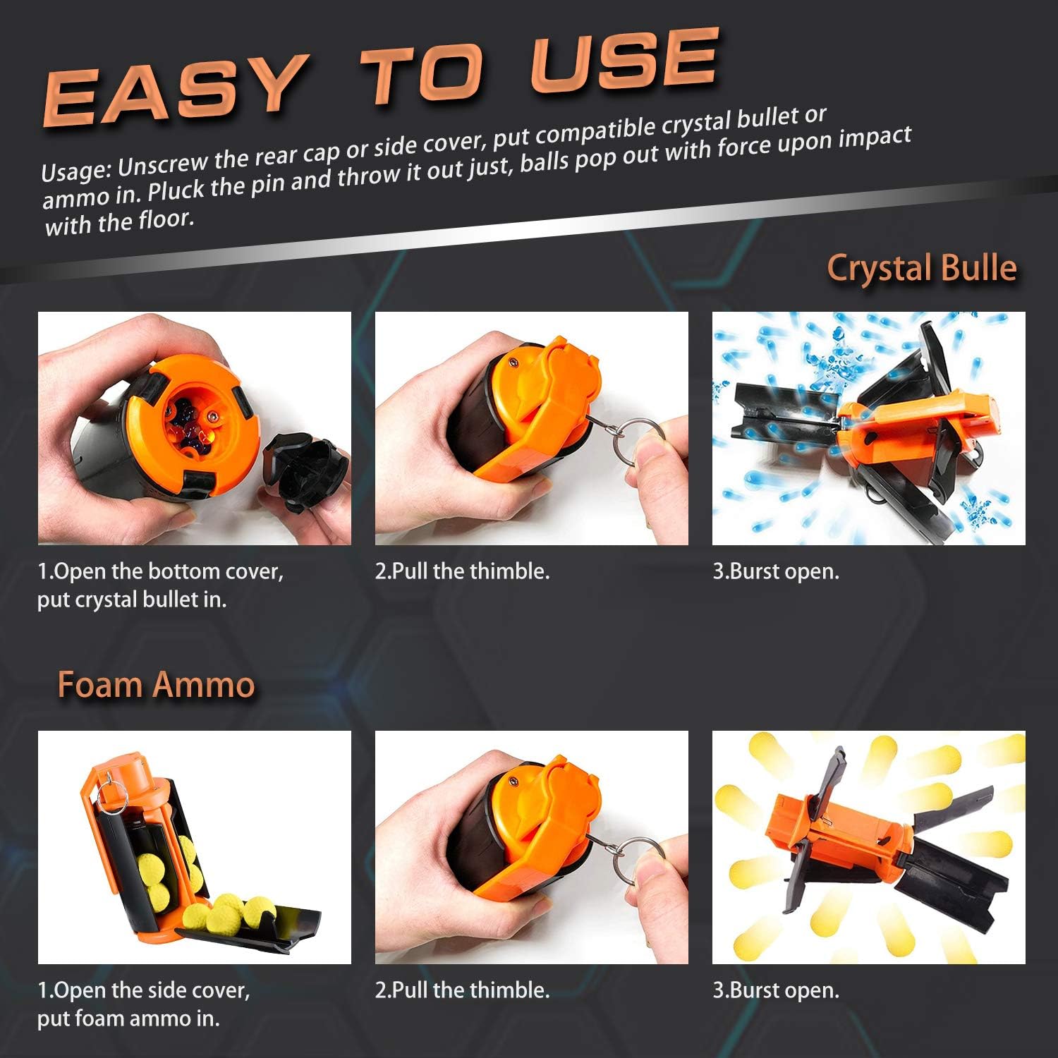 Ruibytree CS Tactical Hand Grenade Toy for Nerf Rival Battle Games