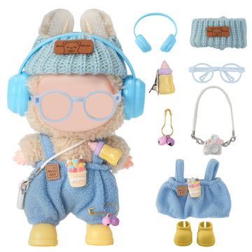 8-Piece Set Dolls Clothes(NO Doll), 17cm Dolls Cute Outfit Accessories, Small Clothes Set for Doll, Gift for Women(Blue)