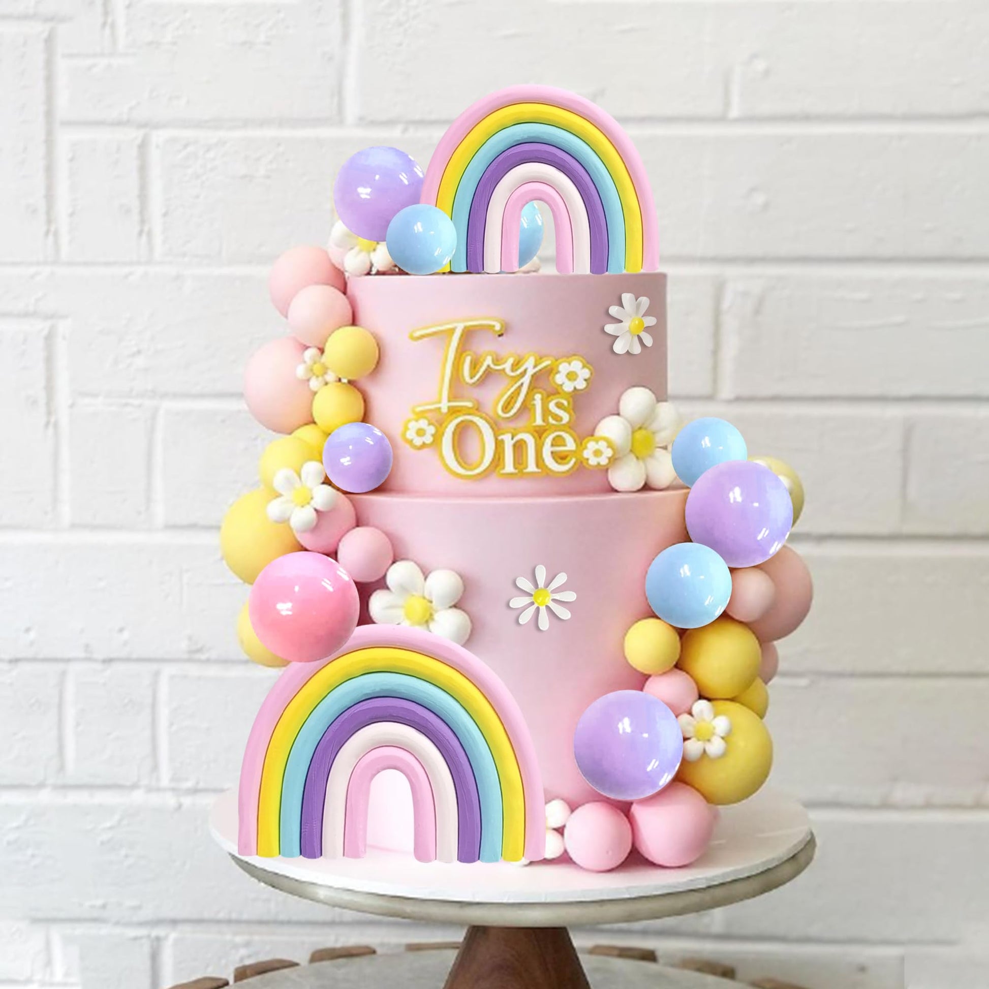 35 PCS Groovy Cake Toppers Boho Cake Topper Hippie Birthday Decorations with Flower Rainbow Balls for Boho Groovy Theme Birthday Supplies
