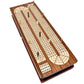 House of Cribbage - Continuous Cribbage Board Inlaid in Teak Wood/Maple Wood - 4 Track - Separate Storage Space for Two Deck of Cards & Pegs