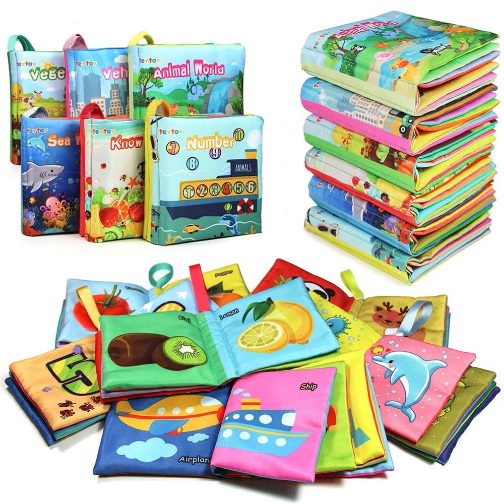 teytoy My First Soft Book,Nontoxic Fabric Baby Cloth Books Early Education Toys Activity Crinkle Cloth Book for Toddler, Infants and Kids Perfect