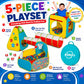Kids Play Tent for Toddlers, 5pc Toddler Jungle Gym Playset with Ball Pit, Crawl Tunnel and Obstacle Course, Indoor Outdoor Playhouse Toy for Boys