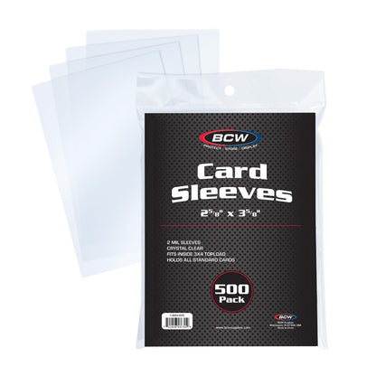 BCW Standard Card Penny Sleeves, 2 5/8 x 3 5/8 Inches, Clear, 500 Count