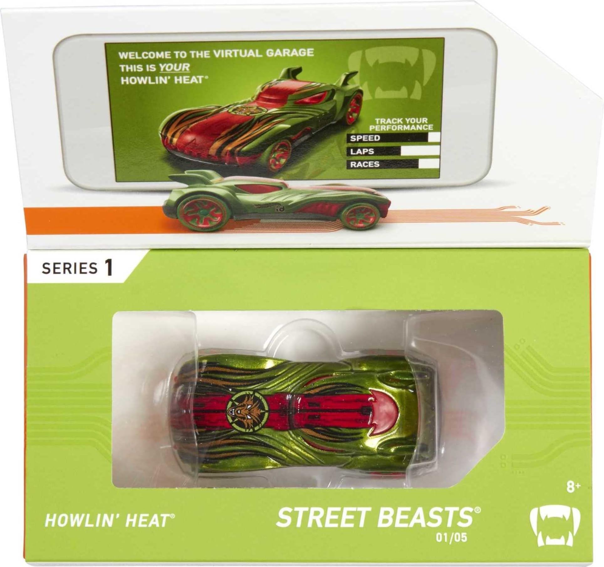Hot Wheels id Vehicle Howlin' Heat Embedded NFC Chip Uniquely Identifiable 1:64 Scale Ages 8 and Older
