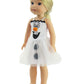 American Fashion World Happy Snowman Olaf- Inspired Dress for 14-Inch Dolls | Olaf Inspired | Premium Quality & Trendy Design