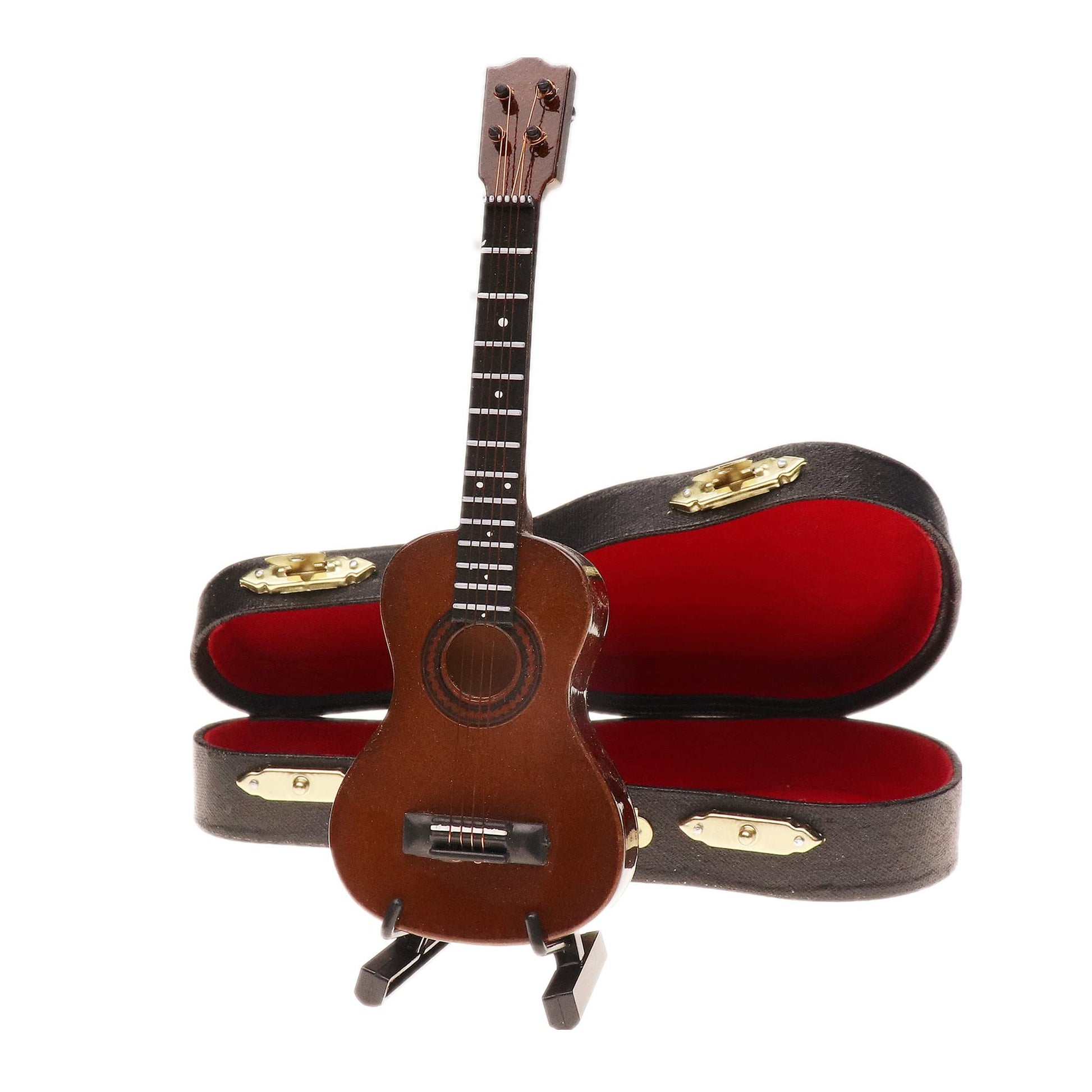 Dselvgvu Wooden Miniature Ukulele with Stand and Case Mini Musical Instrument Ukulele Replica Collectible Figurines Model Home Decoration Display