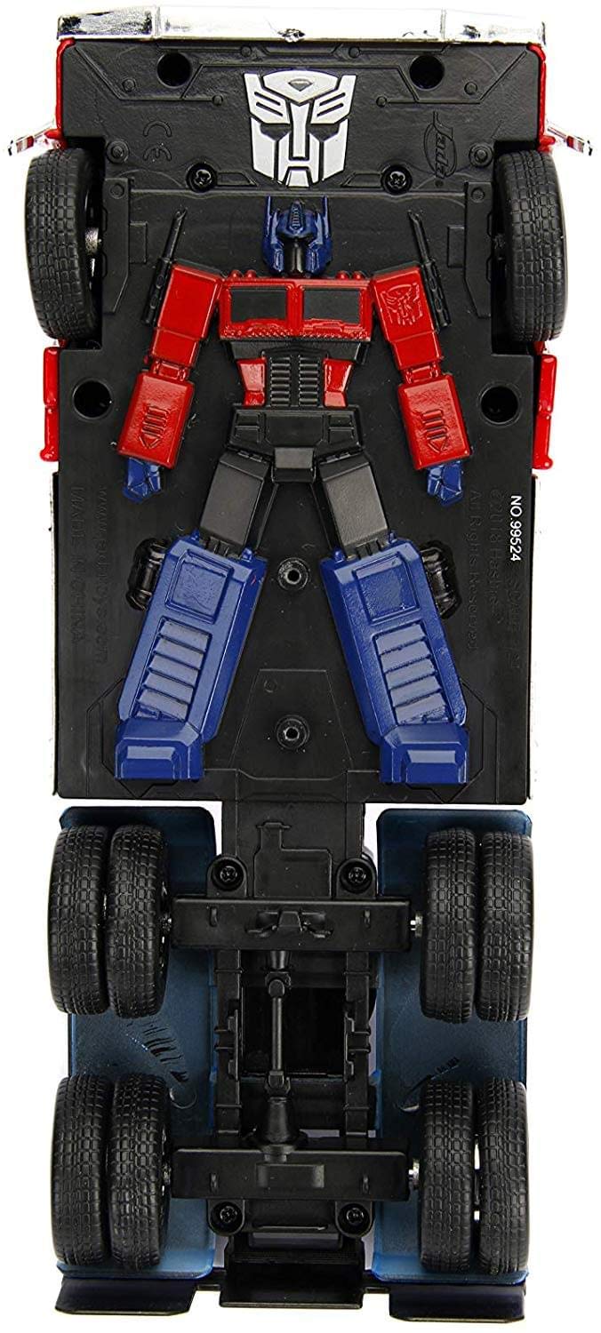 Jada Toys Transformers G1 Optimus Prime Truck with Robot on Chassis DIE-CAST Car, 1: 24 Scale Vehicle, 100% Metal, Red 99524