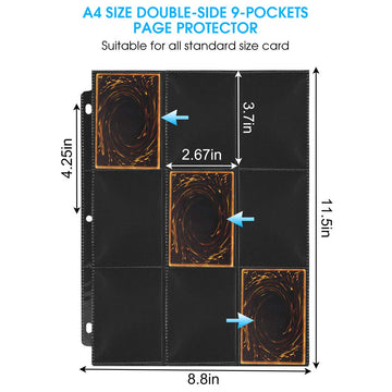 1080 Pockets Baseball Card Sleeves, JIQEZNL Premium 9 Pocket Card Sleeves Binder Sheets for 3 Ring Binder, Double Side Trading Card Protector Pages
