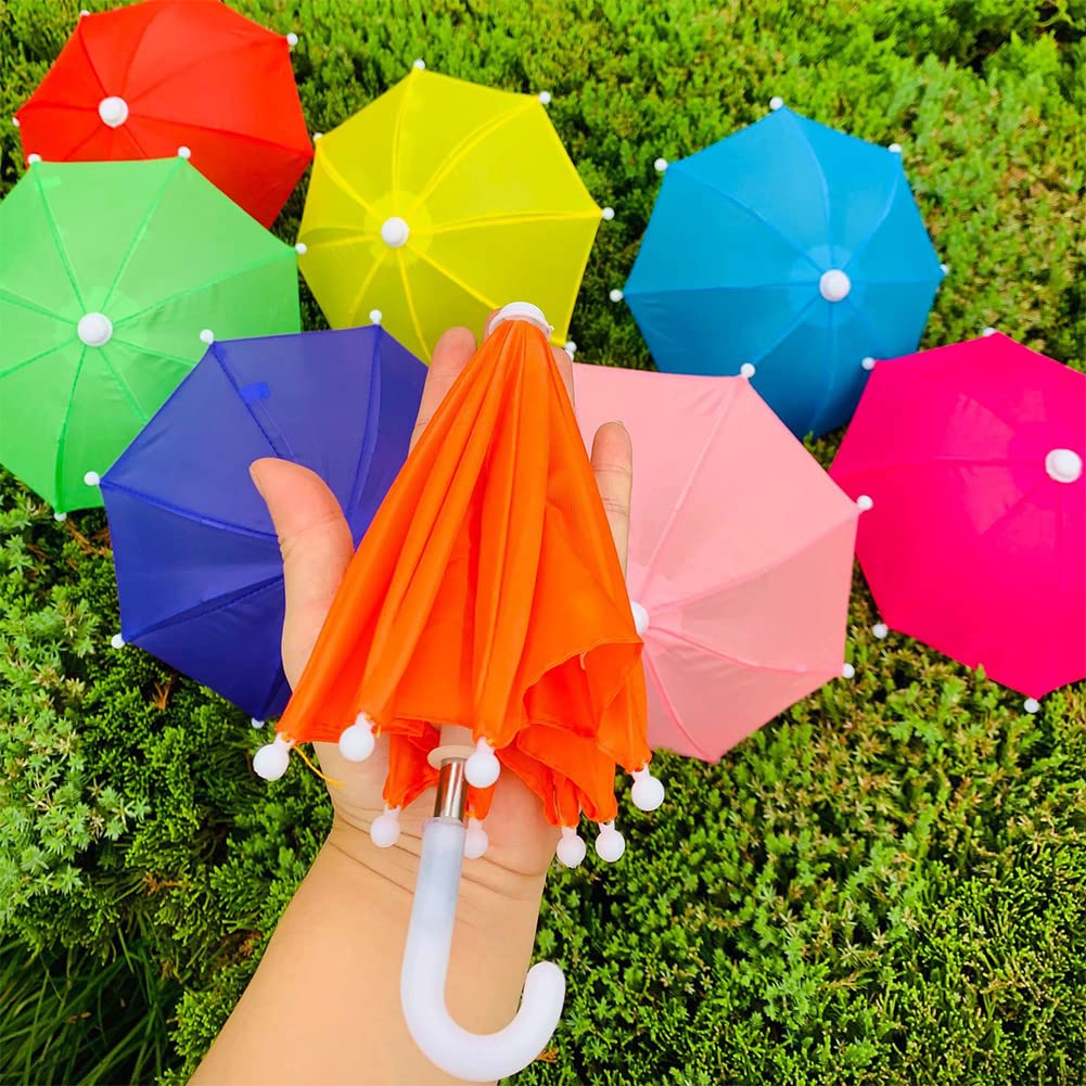 5 Pcs Miniature Doll Umbrellas 1:6 Scale Adjustable Mini Colorful Sunny Rainy Umbrella Dollhouse Pretend Play Toy for 18 Inch People Photography Props