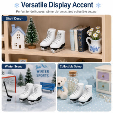 Miniature White Ice Skates and Roller Skates, Scale Model Winter Sports Shoes, Dollhouse Accessories for Playhouse Decor