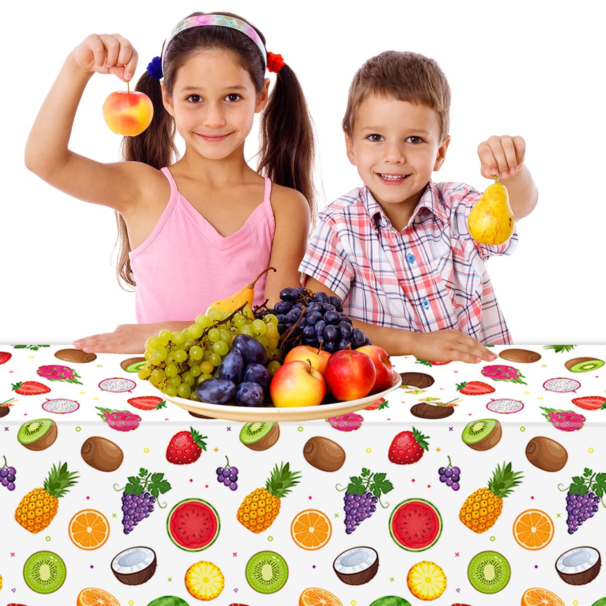 CMUSKO 3Pcs Fruit Tablecloths-Summer Fruit Theme Party Decorations Tutti Frutti Rectangular Plastic Table Covers for Hawaiian Party,Birthday,Baby