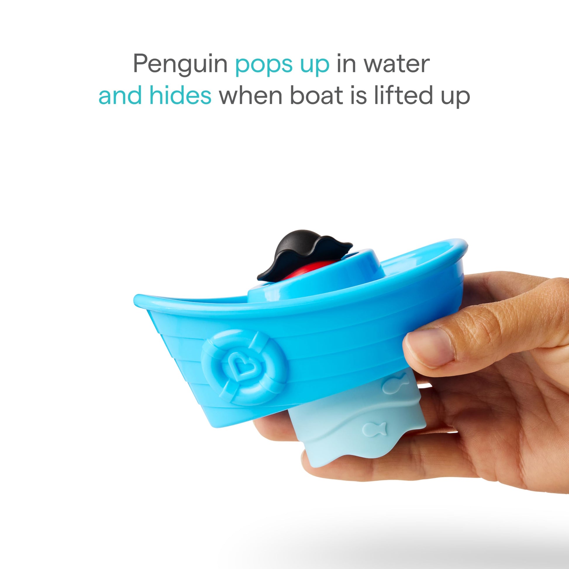 Munchkin Peek-a-Boo Penguin Bath Toy with Boat & Pop-up Character Design, Early Learning & Developmental Play for Babies & Toddlers 9+ Months