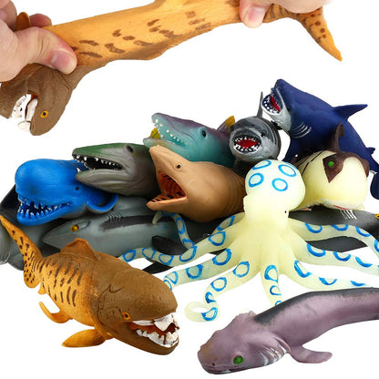 Ocean Sea Animal,8 Inch Rubber Bath Toy Set(8 Pack Random),Super Stretches Material TPR, Some Kinds Can Change Colour, ValeforToy Floating Bathtub Toy