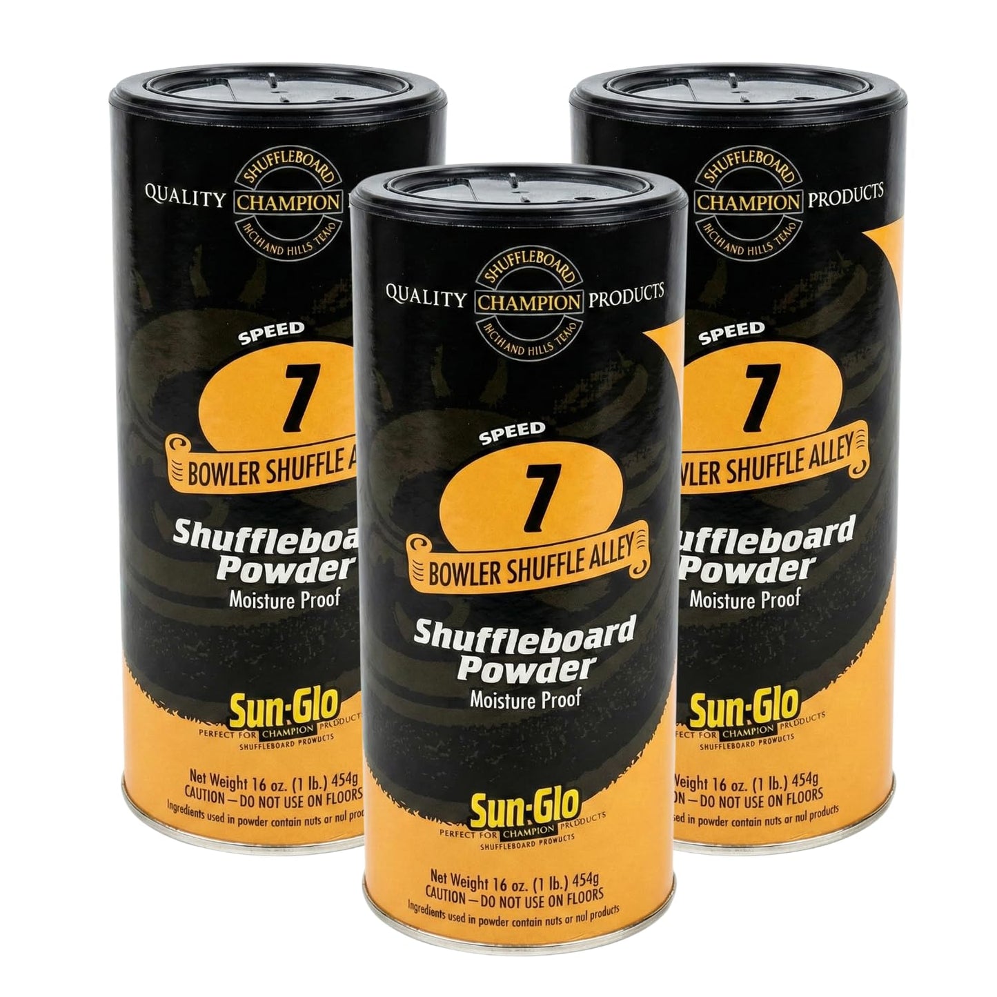 Sun-Glo Speed 7 (Shuffle Alley) Shuffleboard Powder - The Slowest Sand Rating for 9-Foot Tables & Arcade Games - 16 oz Shaker Can (3-Pack)