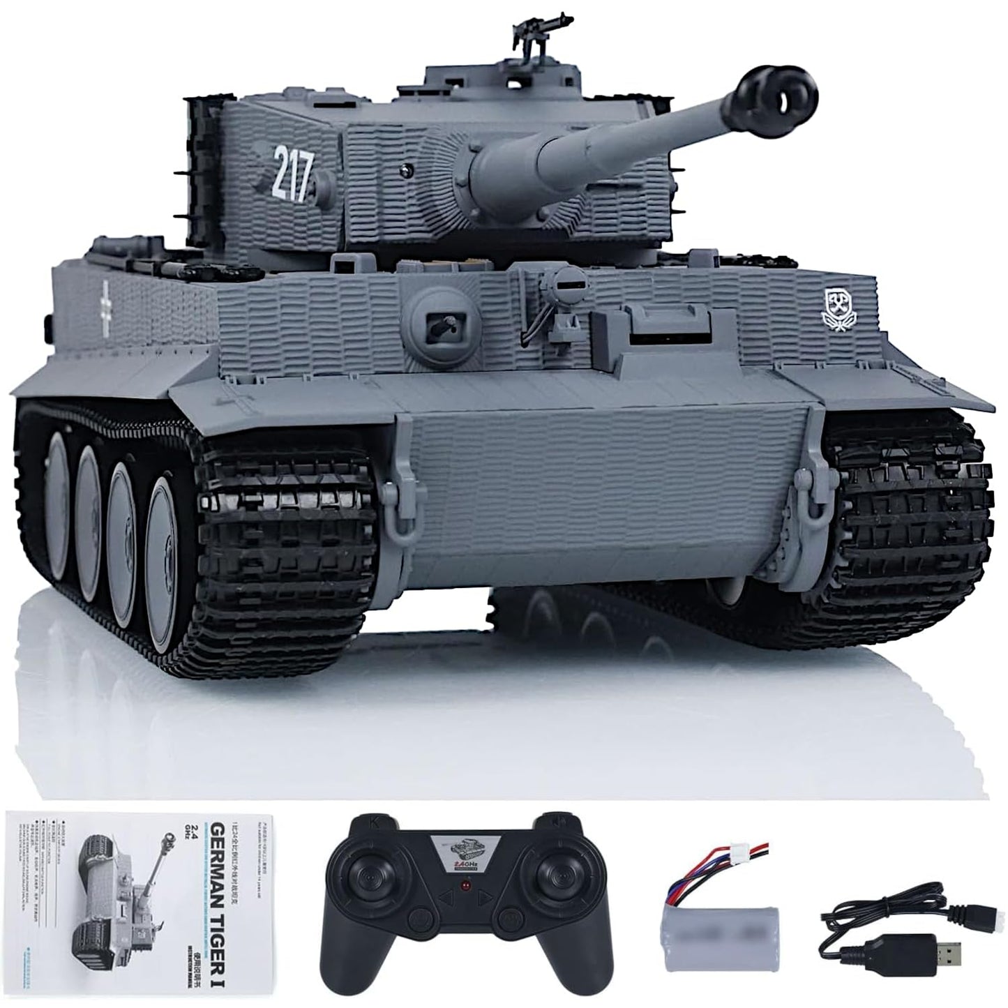 POCO DIVO German Tiger I Heavy Tank, 1/24 Infrared IR Combat Panzer RTR 2.4Ghz RC Armored Vehicle, Taigen 3841-11-M Standard Paintless Middle Version