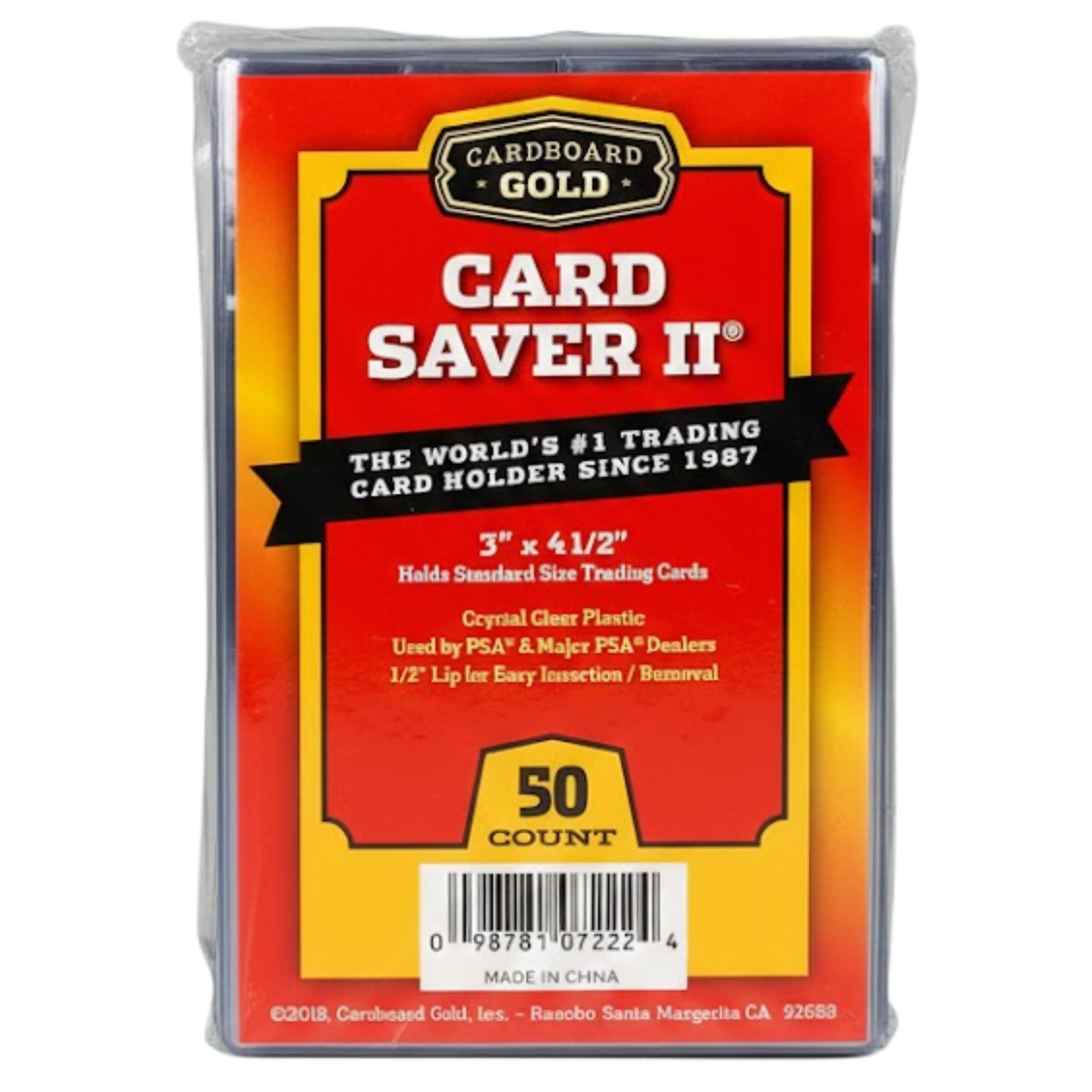 Cardboard Gold Card Saver 2 - Semi-Rigid Card Holder 3x4 for Trading Cards - PSA & Collector Approved - Secure Fit for Gaming, Baseball & Sports Cards