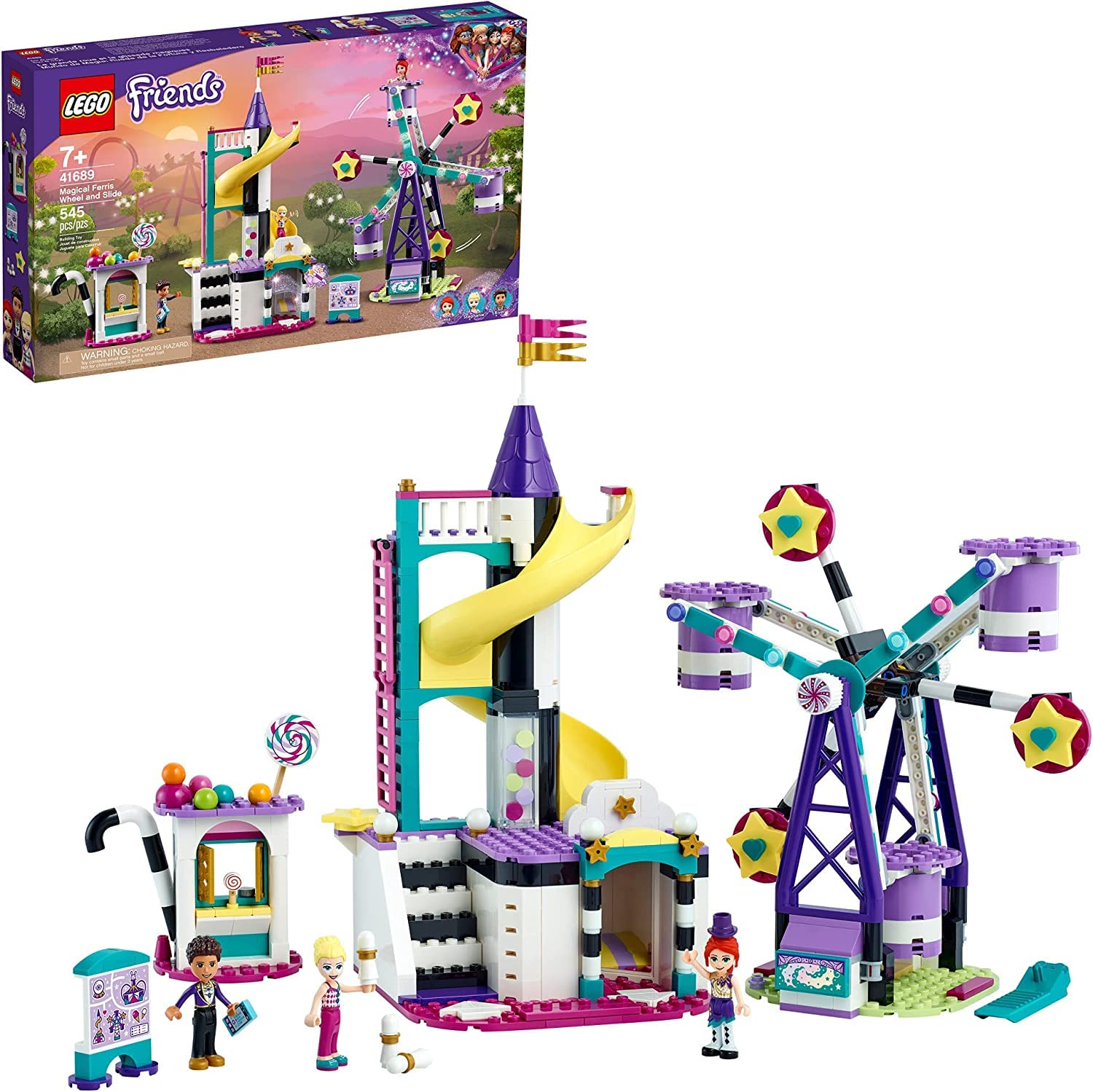 LEGO Friends Magical Ferris Wheel and Slide 41689 Building Kit for Kids Theme Park with 3 Mini-Dolls; New 2021 (545 Pieces)