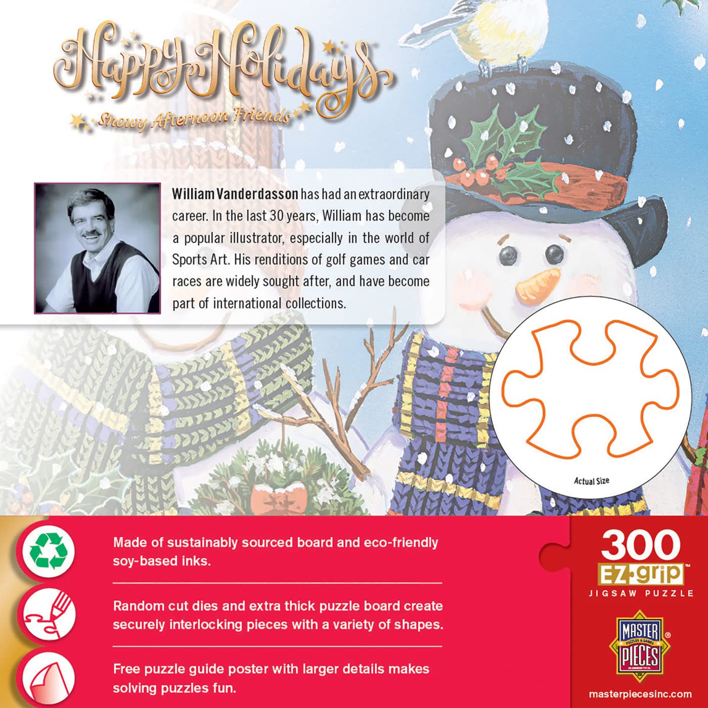 MasterPieces 300 Piece EZ Grip Christmas Jigsaw Puzzle - Snowy Afternoon Friends - 18"x24"
