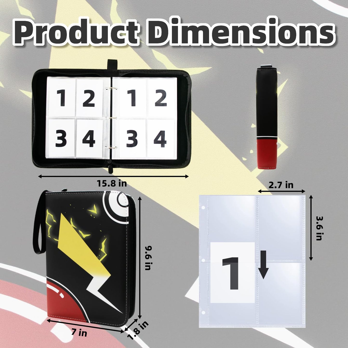 Card Binder, 4 Pocket Trading Card Holder with 50 Removable Sleeves