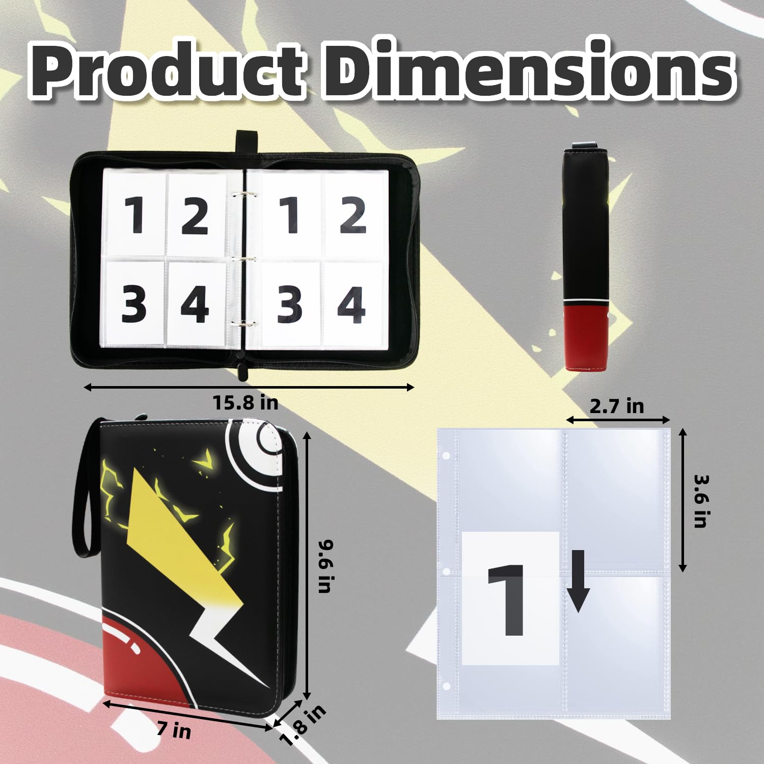 Card Binder, 4 Pocket Trading Card Holder with 50 Removable Sleeves