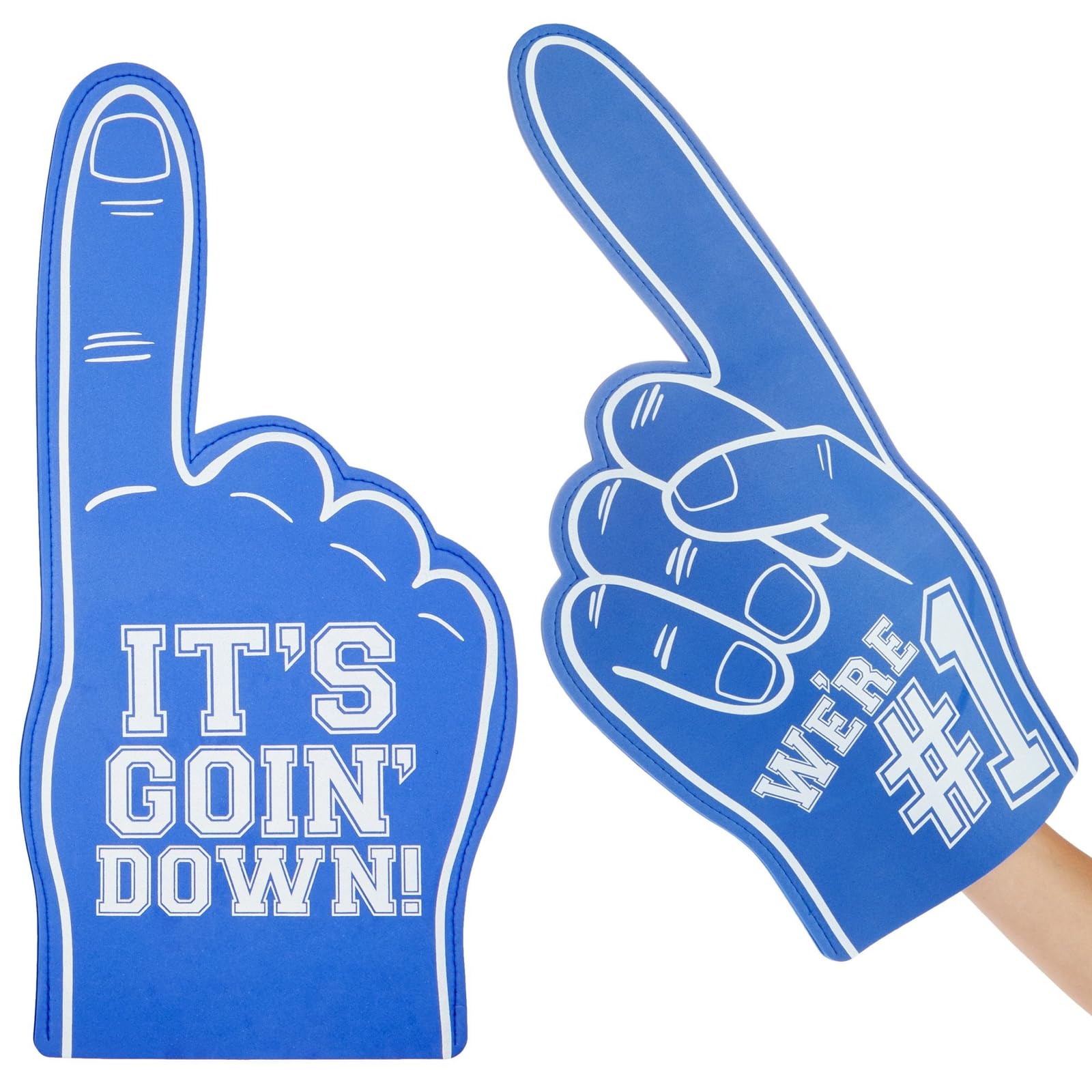 Okuna Outpost Blue Foam Finger - Lightweight Grip & Blue Sports Fan Accessories - Portable Design & Sports Party Favors - Two-Pack & Number One Fan