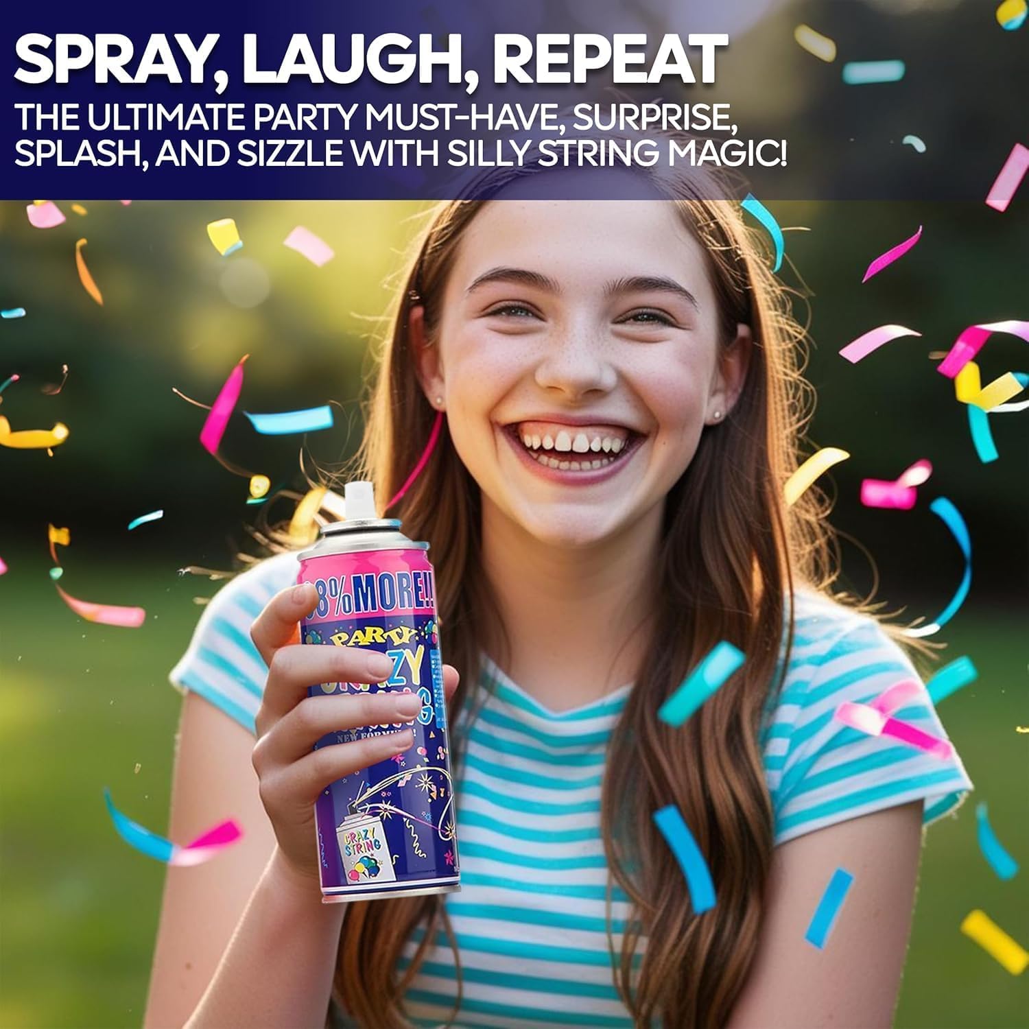 6 Pack Party Streamer Spray String in a Can - 3 oz Each - Fun Party Favors & Decorations for Kids’ Parties, Events, Holidays, Birthdays,