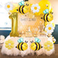 DANIUBE 9PCS Bee Balloons, Bee, White and Yellow Daisy Flower, Number 1 Foil Balloons for Baby Shower, 1st Birthday Party Decorations Supplies.