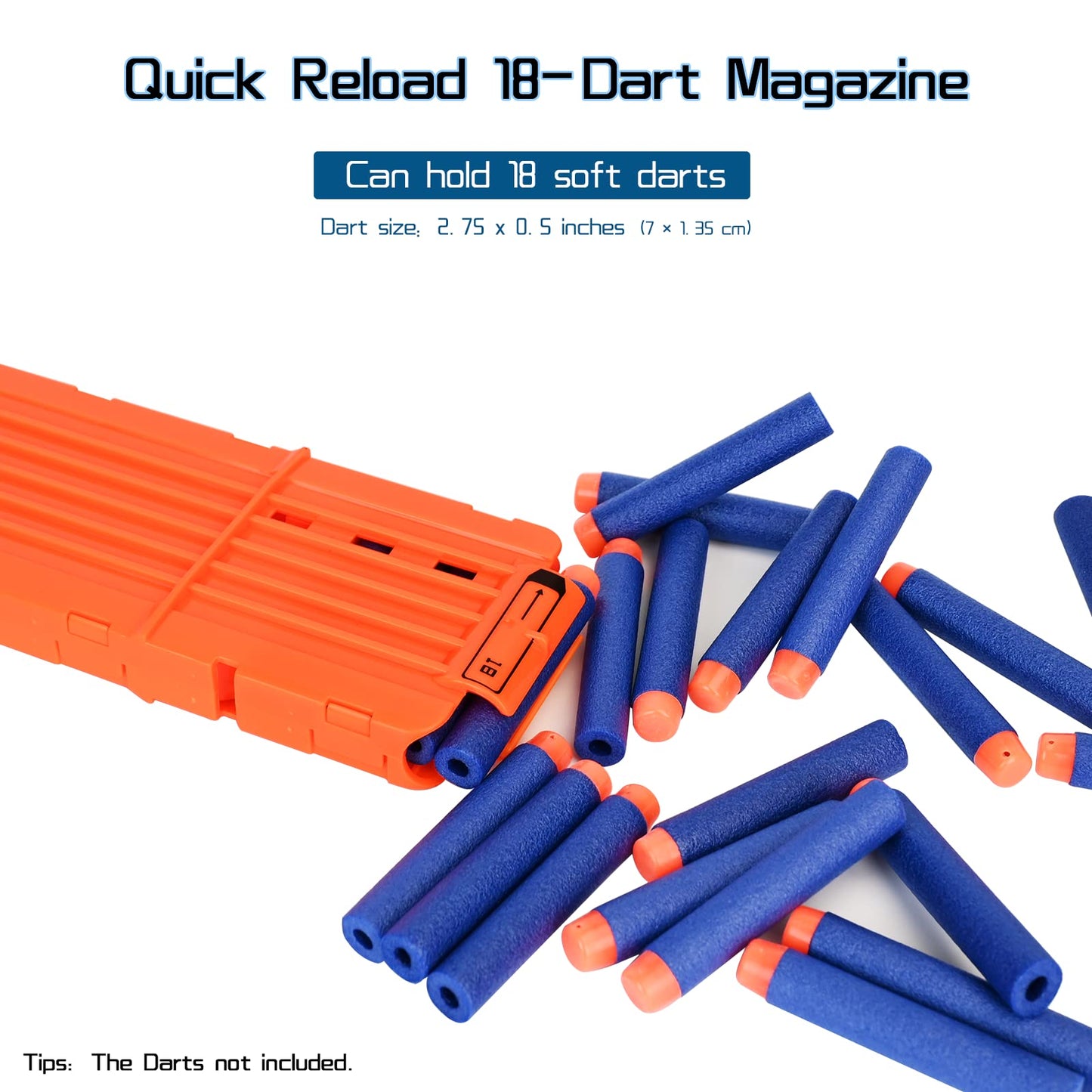 lififun 2 Pack 18-Dart Quick Reload Clip Magazine for Nerf N-Strike Elite Series (Orange)