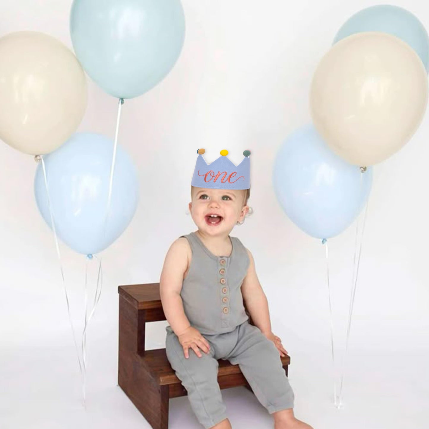 Fenzpartee First Birthday Party Hat - 1st Birthday Party Crown Hat, Unisex One Birthday Decoration Supplies Crown, Anniversary Milestone Celebration