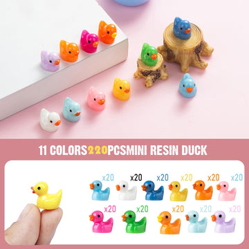 WEHOO 220 Pieces Mini Resin Duck Miniature Figures Micro Fairy Garden Landscape Aquarium Hide and Seek Prank Dollhouse Ornament Potted Plants Cake