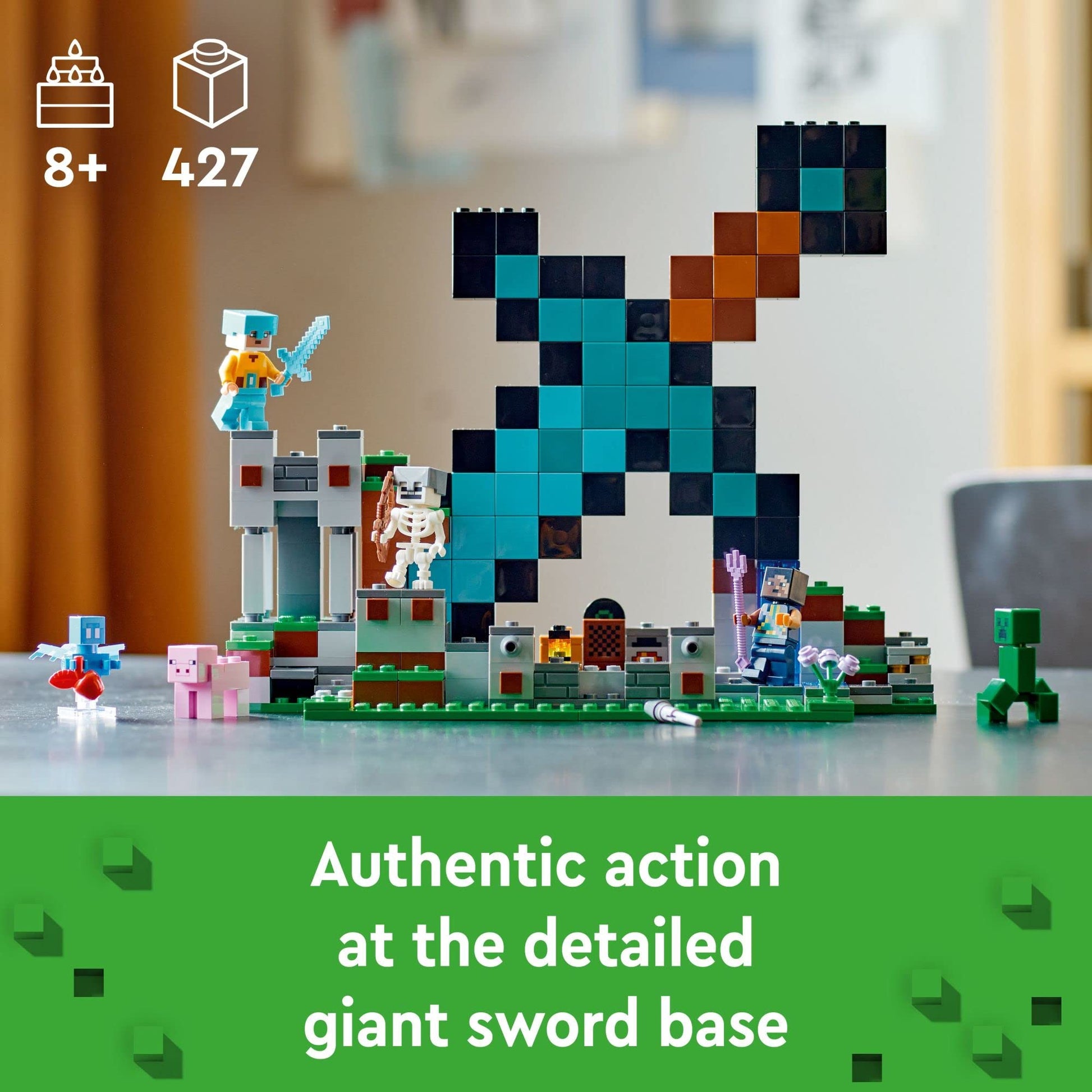 LEGO Minecraft The Sword Outpost 21244 Building Toys - Featuring Creeper, Warrior, Pig, and Skeleton Figures, Game Inspired Toy for Fun Adventures