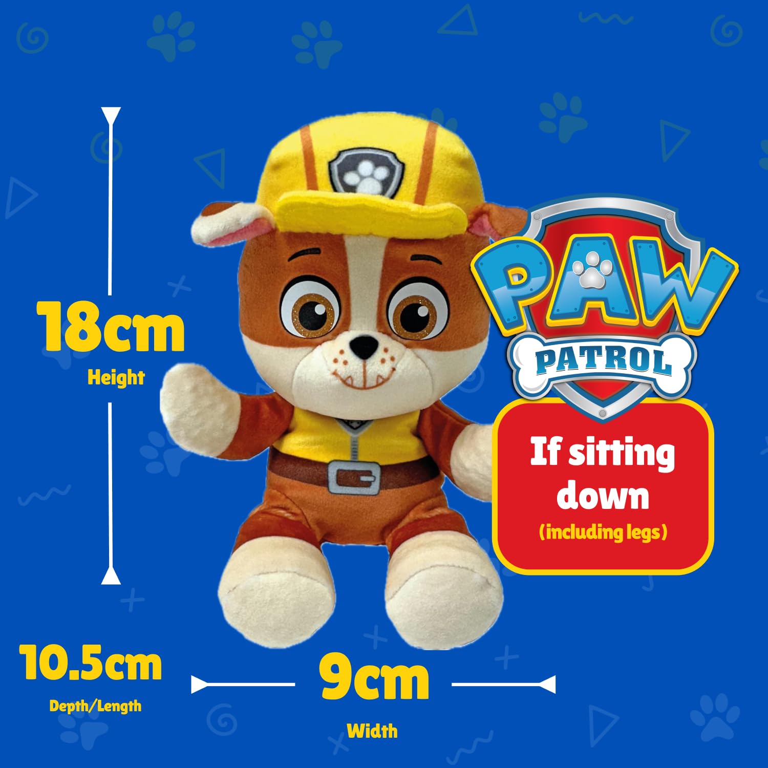 Ty - Paw Patrol Collection, Rubble, All the Heroes of the Puppy Squad in Floppy Version, Soft Plush to Collect, Gift Idea for Young and Old - 20 cm